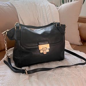 Micheal Kors Black Leather Deneuve Satchel